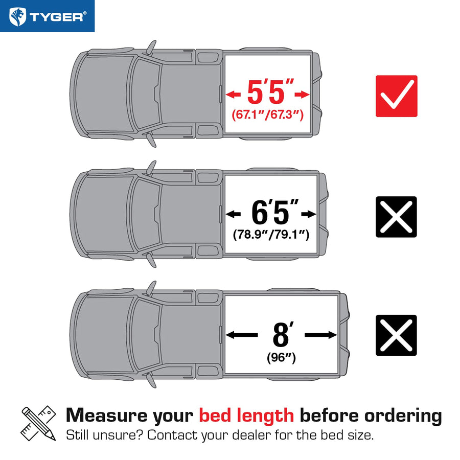 Tyger Auto T3 Soft Tri-Fold Tonneau Cover Truck Bed Compatible with 2004-2015 Nissan Titan without Titan Box | Fleetside 5.5' Bed (67") | TG-BC3N1026 , Black