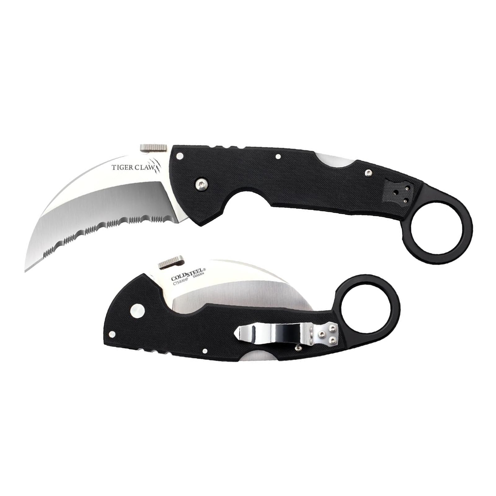 Cold Steel 3" Tiger Claw S35VN Razor-Sharp Serrated Blade 6" Easy-to-Grip G-10 Handle EDC Tactical Folding Knife with Tri-Ad Lock