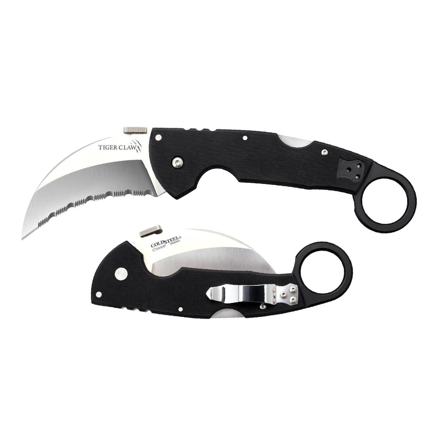 Cold Steel 3" Tiger Claw S35VN Razor-Sharp Serrated Blade 6" Easy-to-Grip G-10 Handle EDC Tactical Folding Knife with Tri-Ad Lock