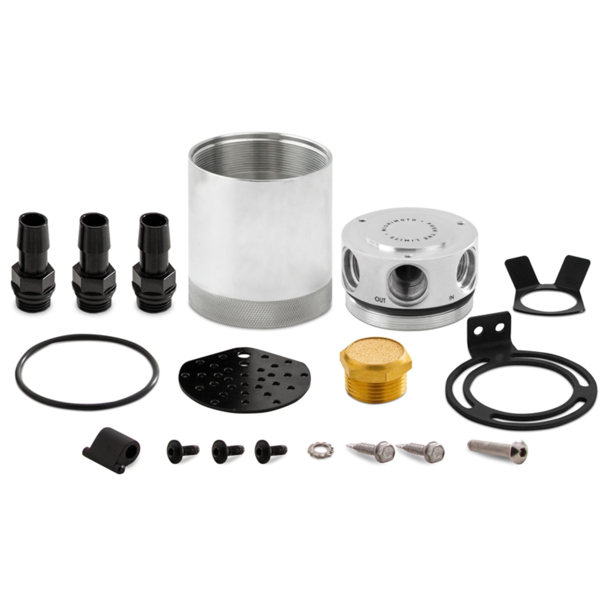 Mishimoto Compact Baffled Oil Catch Can, MMBCC-CBTHR-P, 3-Port, Polished