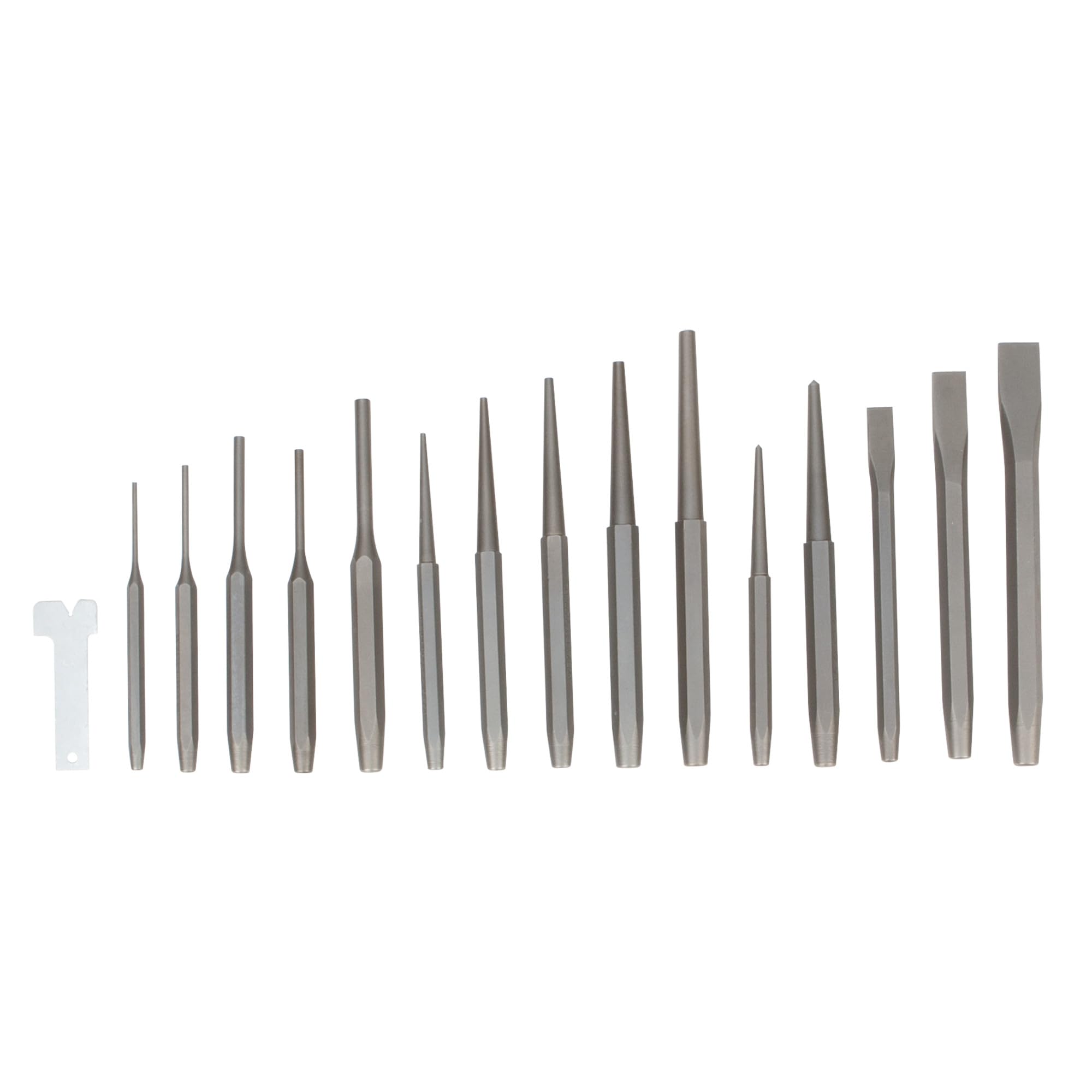 W754 Performance Tool 28-Piece Punch and Chisel Set - Strong Chrome Vanadium Steel, Heat Treated and Tempered Carbon Steel, with Roll-Up Storage Pouch