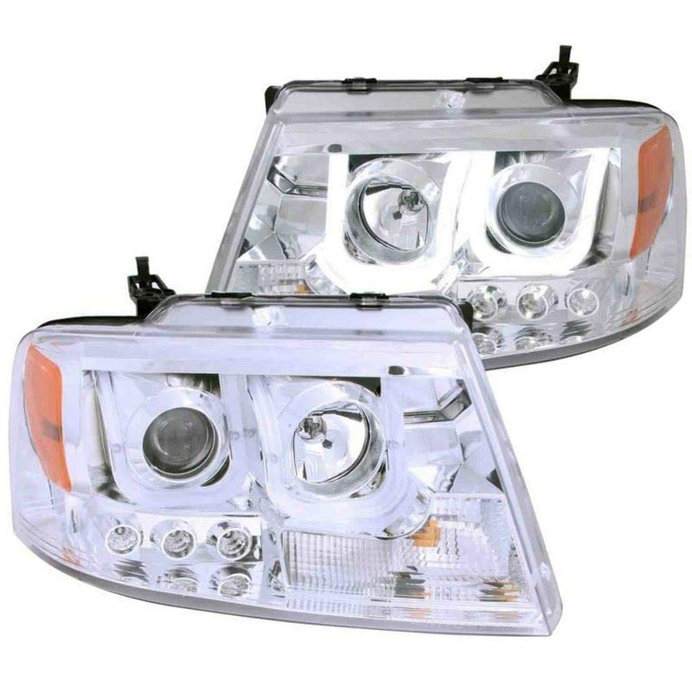 Projector Headlight Set ANZO USA w/U-Bar Halo-Chrome