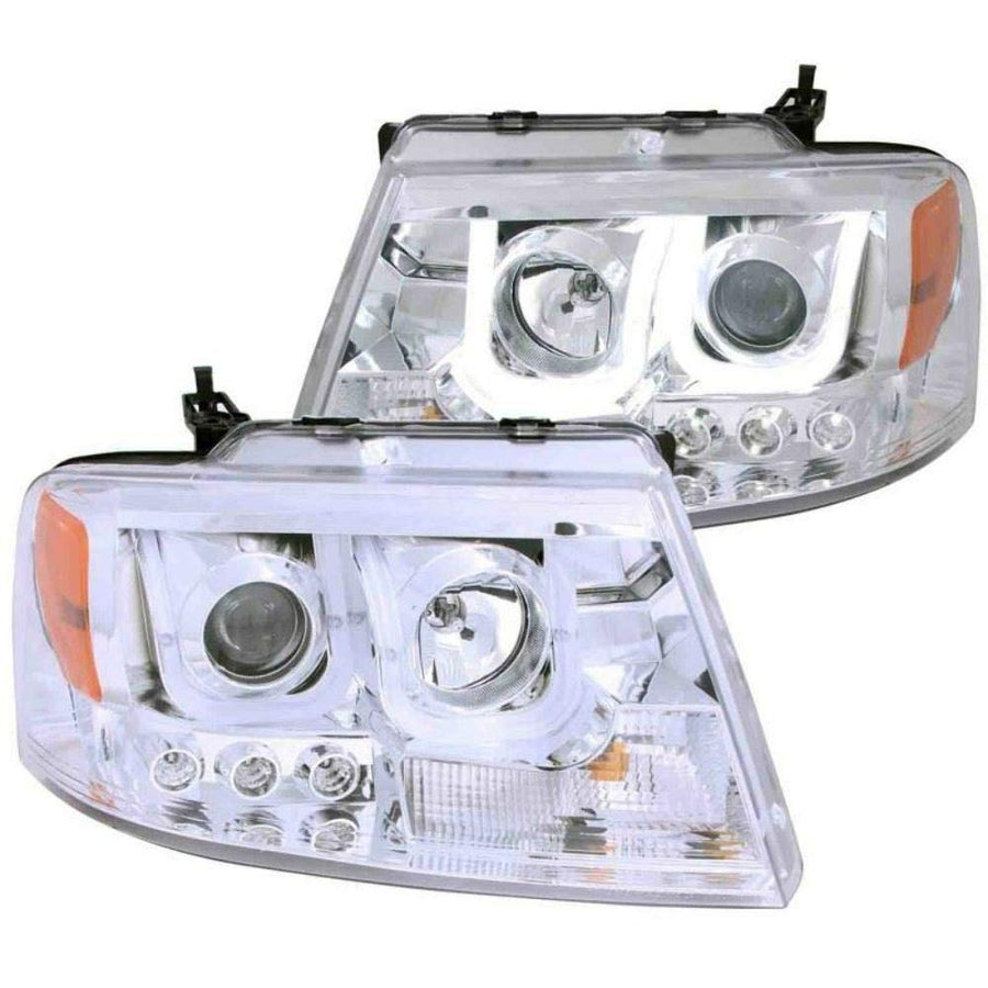 Projector Headlight Set ANZO USA w/U-Bar Halo-Chrome