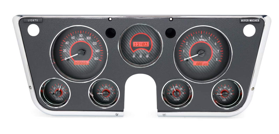 Dakota Digital VHX System 1967-73 Chevy Truck, Carbon Fiber Face - Red Display