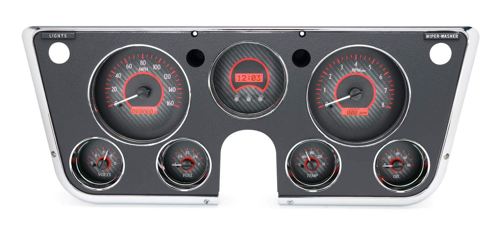 Dakota Digital VHX System 1967-73 Chevy Truck, Carbon Fiber Face - Red Display
