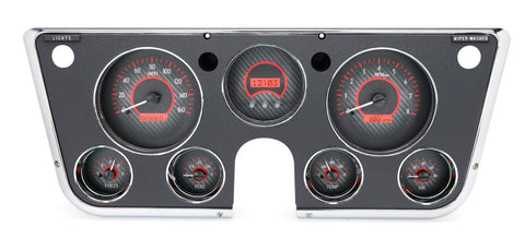 Dakota Digital VHX System 1967-73 Chevy Truck, Carbon Fiber Face - Red Display