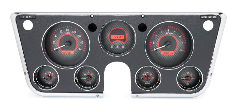 Dakota Digital VHX System 1967-73 Chevy Truck, Carbon Fiber Face - Red Display
