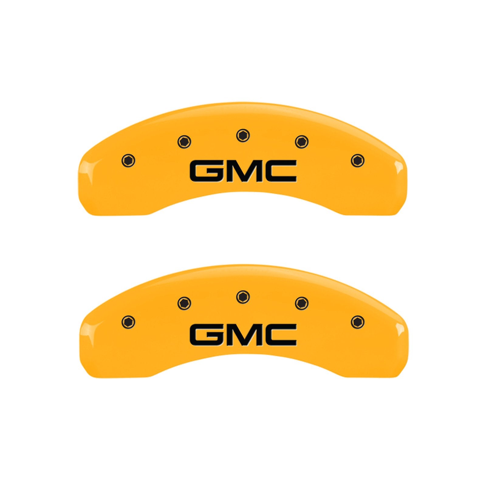 Caliper Covers MGP 34015SGMCYL Yellow (Set of 4, Engraved Front and Rear: GMC, Yellow powder coat finish, black characters)