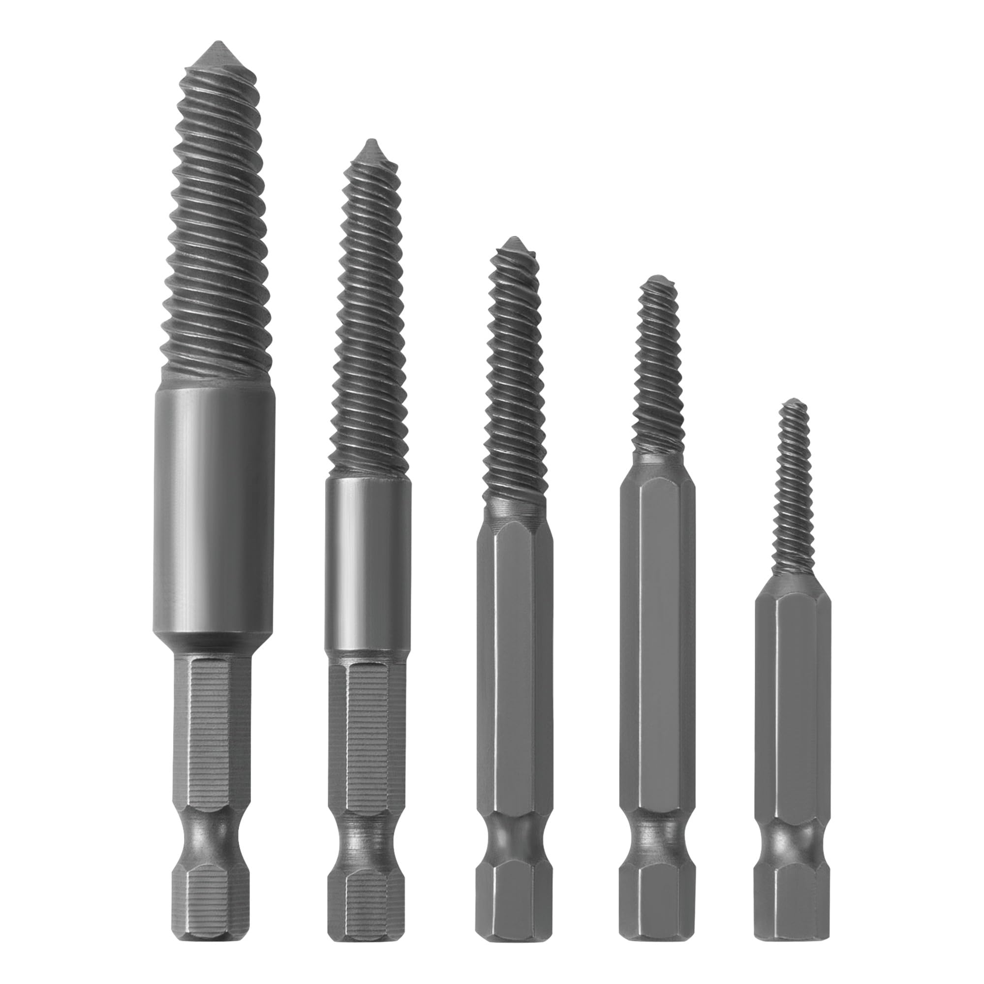 W2964 Performance Tool Fine Threaded Extractor Set - Remove Damaged, Frozen, or Rusted Fasteners from Wood, Plastic, or Metal with 1/4-Inch Hex Shank