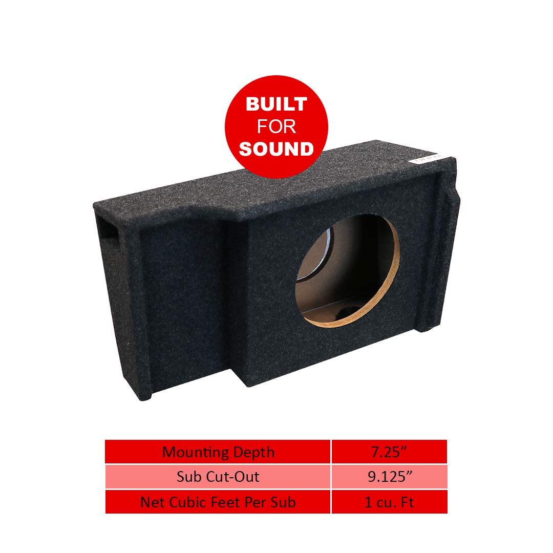 Atrend Bbox Single 10" Vented Carpeted Subwoofer Enclosure - Fits Chevrolet / GMC 1999 - 2007 Silverado / Sierra Extended Cab, Charcoal