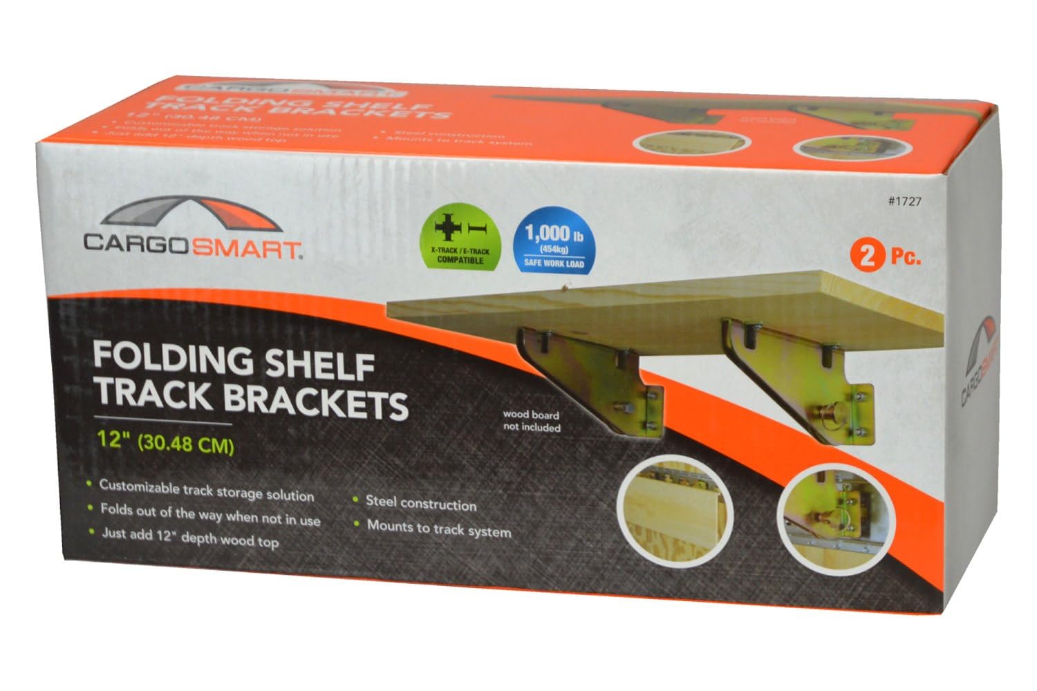 12" Folding Shelf Track Brackets - 2 Pk