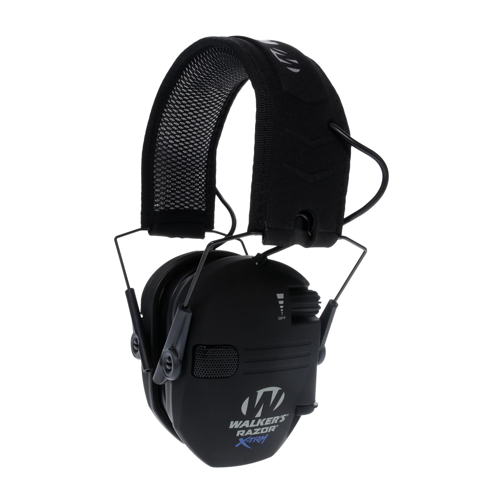 Walker's Noise-Cancelling Razor Slim X-TRM Sound-Enhancing Hunting Gun Range Shooting Electronic Earmuffs with Cooling Pads, Moisture Wicking Headband & 2 AAA Batteries, Black