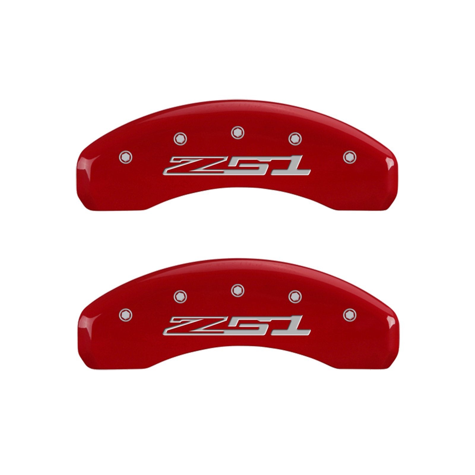 Caliper Covers MGP - Brake Caliper Covers Compatible with 2014-2019 Chevy Corvette - Powder-Coated Finish, 4 PCS Front and Rear (Red - Corvette / Z51 C7 Engraving)