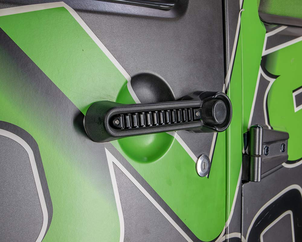 Door Handle Insert Set DV8 Offroad for 2007-18 Wrangler JK | Slotted Pic Rail Design | Aluminum Construction | Black Finish | Simple Screw-in Installation | Complete Kit