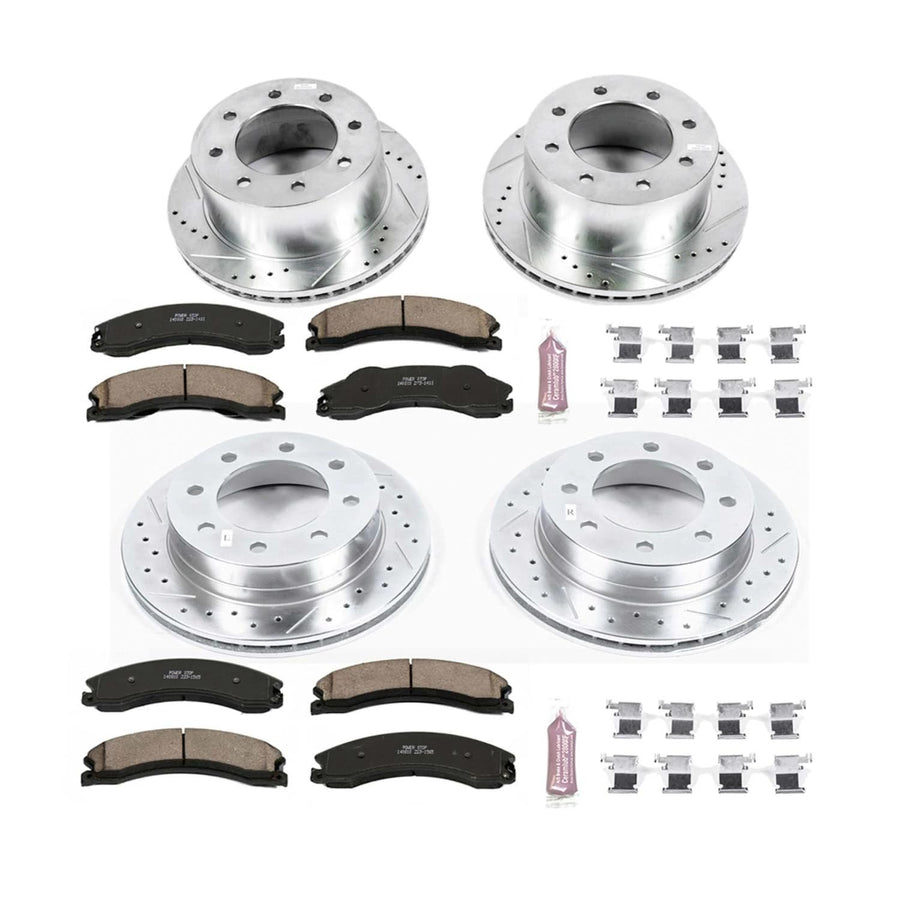 Power Stop K6260 Z23 Carbon Fiber Brake Pads with Front and Rear Drilled & Slotted Brake Rotors Kit