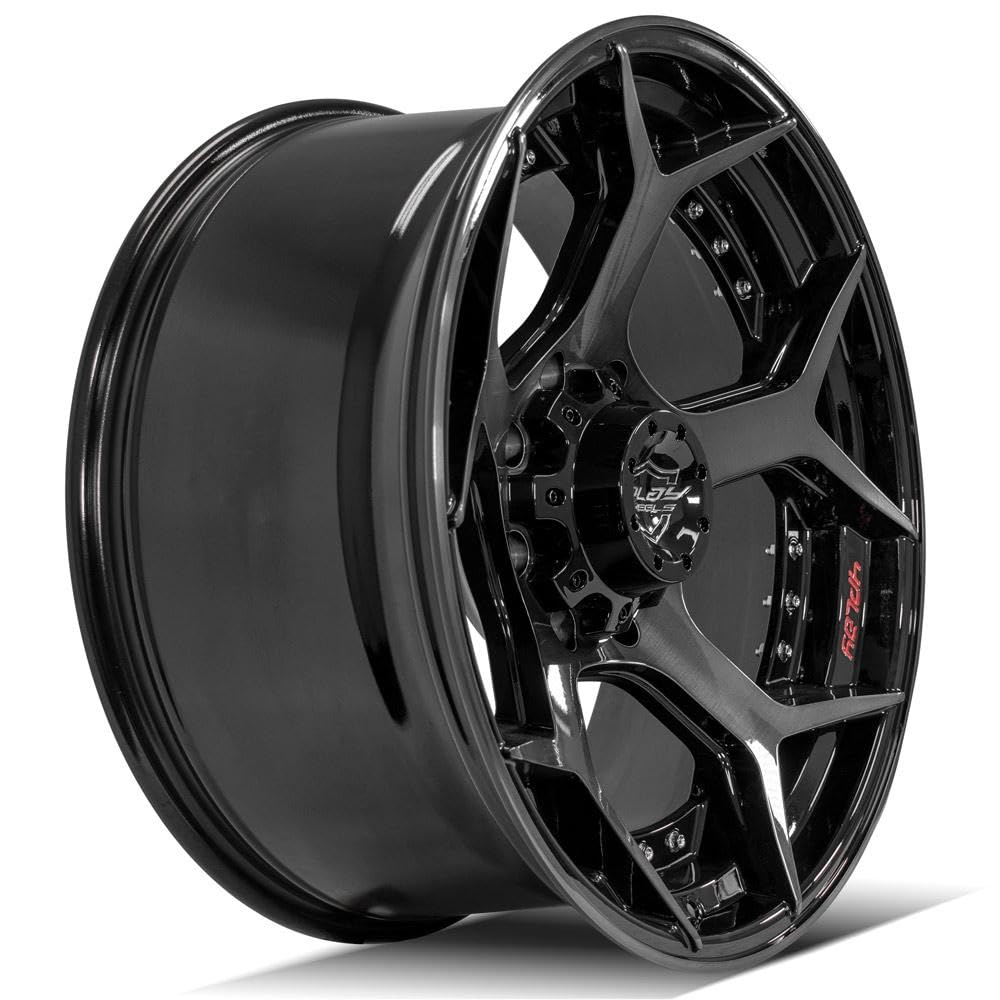 4PLAY 22x10 Wheel for GM-Ford-Dodge-Hummer 4P50 Brushed Black Rim 4P50-22100-8650-24BBT