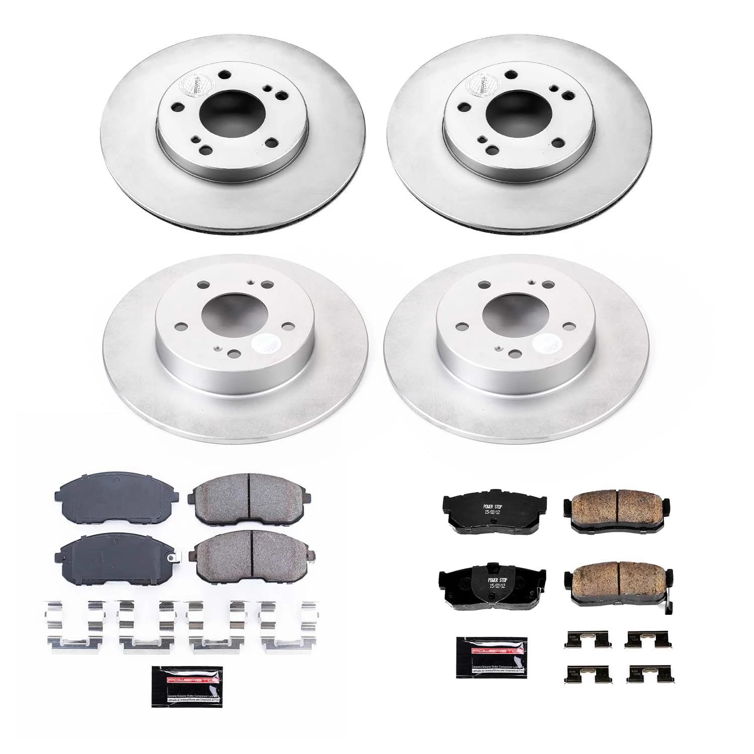 Power Stop CRK662 Brake Rotor Coated and Ceramic Brake Pads- Front & Rear For INFINITI I30 1996-1999, Nissan Maxima 1995-1999 [Model Specific]