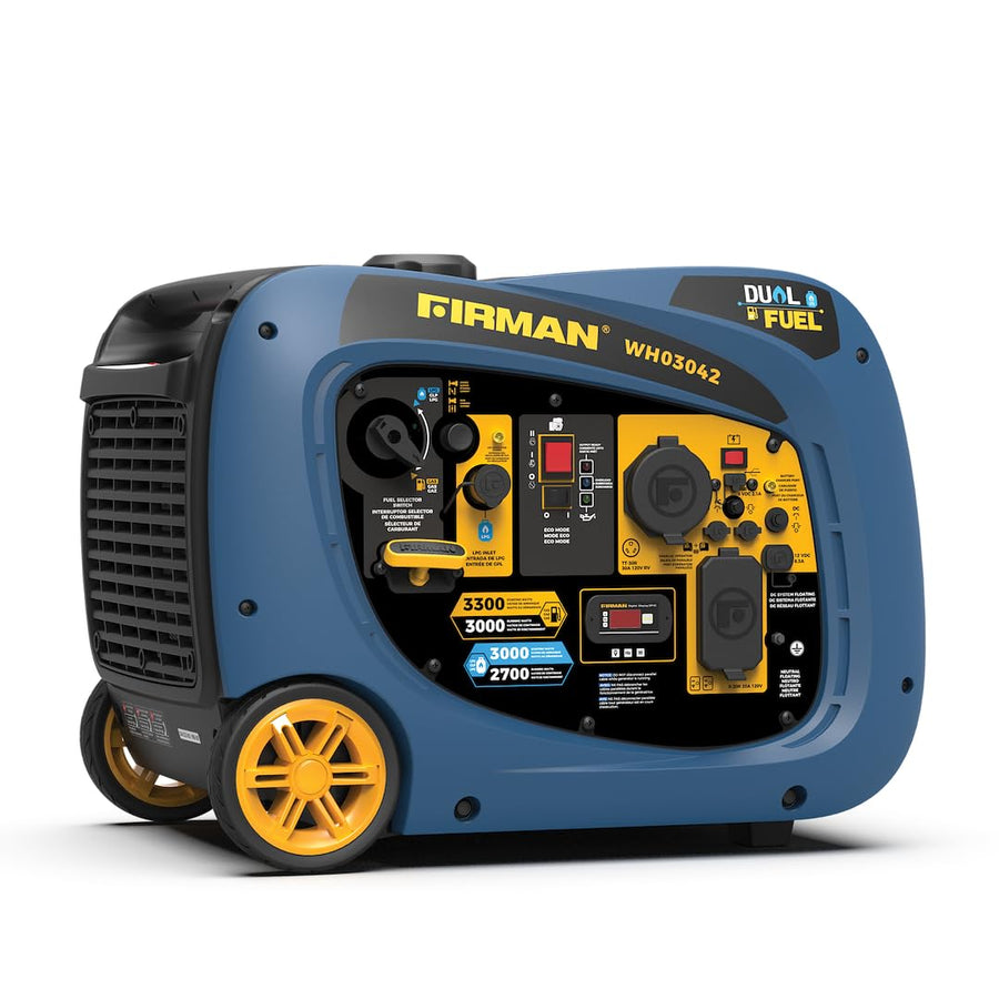 Firman WH03041 Inverter Dual Fuel 3300/3000W Recoil Start Gasoline or Propane Powered Parallel Ready Portable Generator