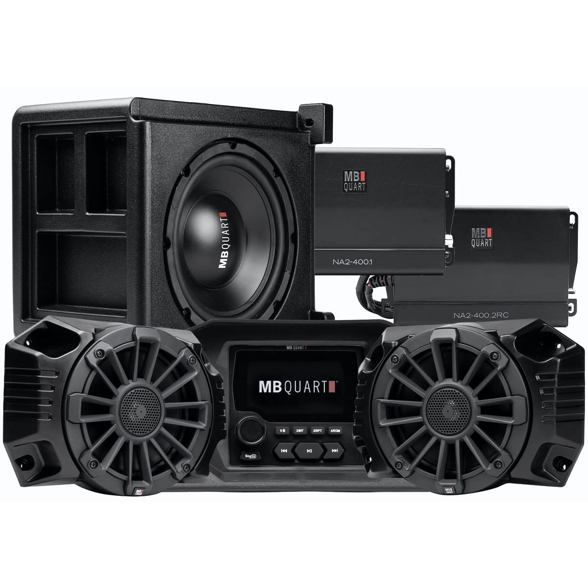 Marine-Grade Audio System MB Quart - 800-Watt Amp with Loud Speakers & Weatherproof Stereo - Boat & Auto Compatible 3-Speaker Setup for Ultimate Sound