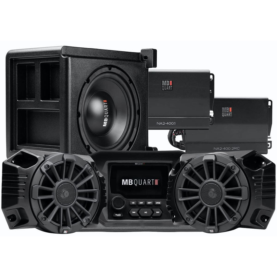 Marine-Grade Audio System MB Quart - 800-Watt Amp with Loud Speakers & Weatherproof Stereo - Boat & Auto Compatible 3-Speaker Setup for Ultimate Sound