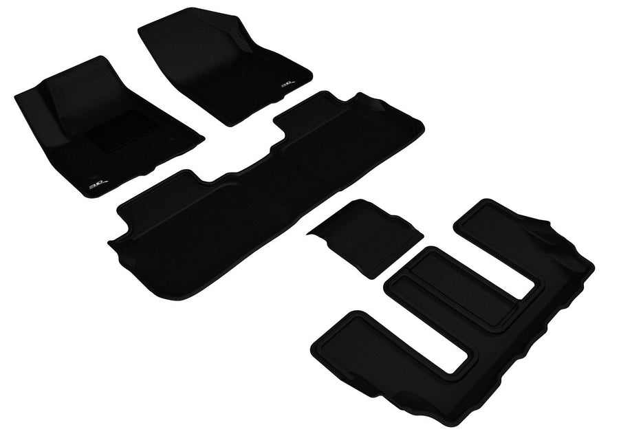 Custom Fit 3D MAXpider KAGU Floor Mat (BLACK) Compatible with GMC ACADIA 2017-2023 - Full Set