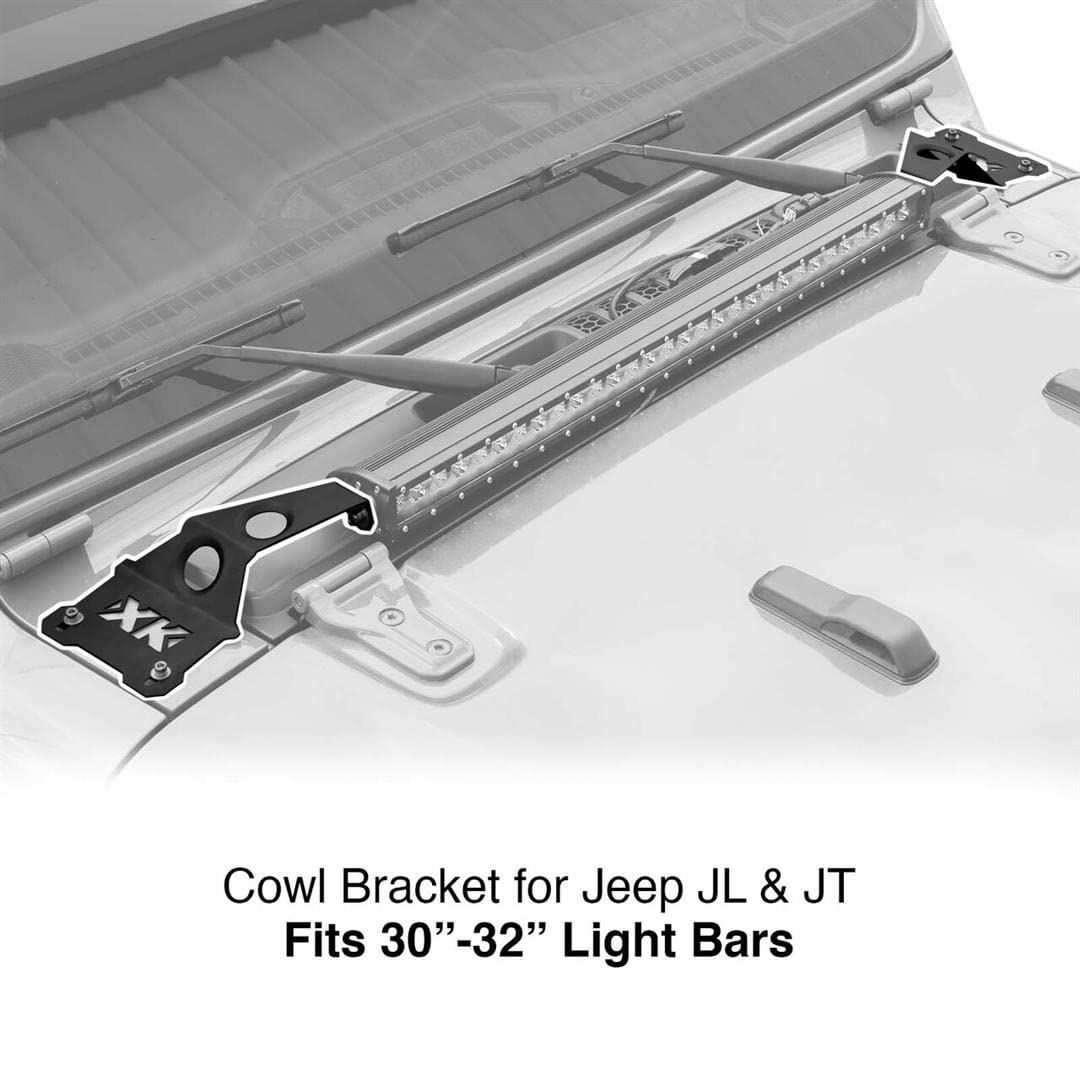 XKGLOW Cowl Light Bar Bracket for Jeep Gladiator JT & Wrangler JL XK-BRC-Cowl-JL1