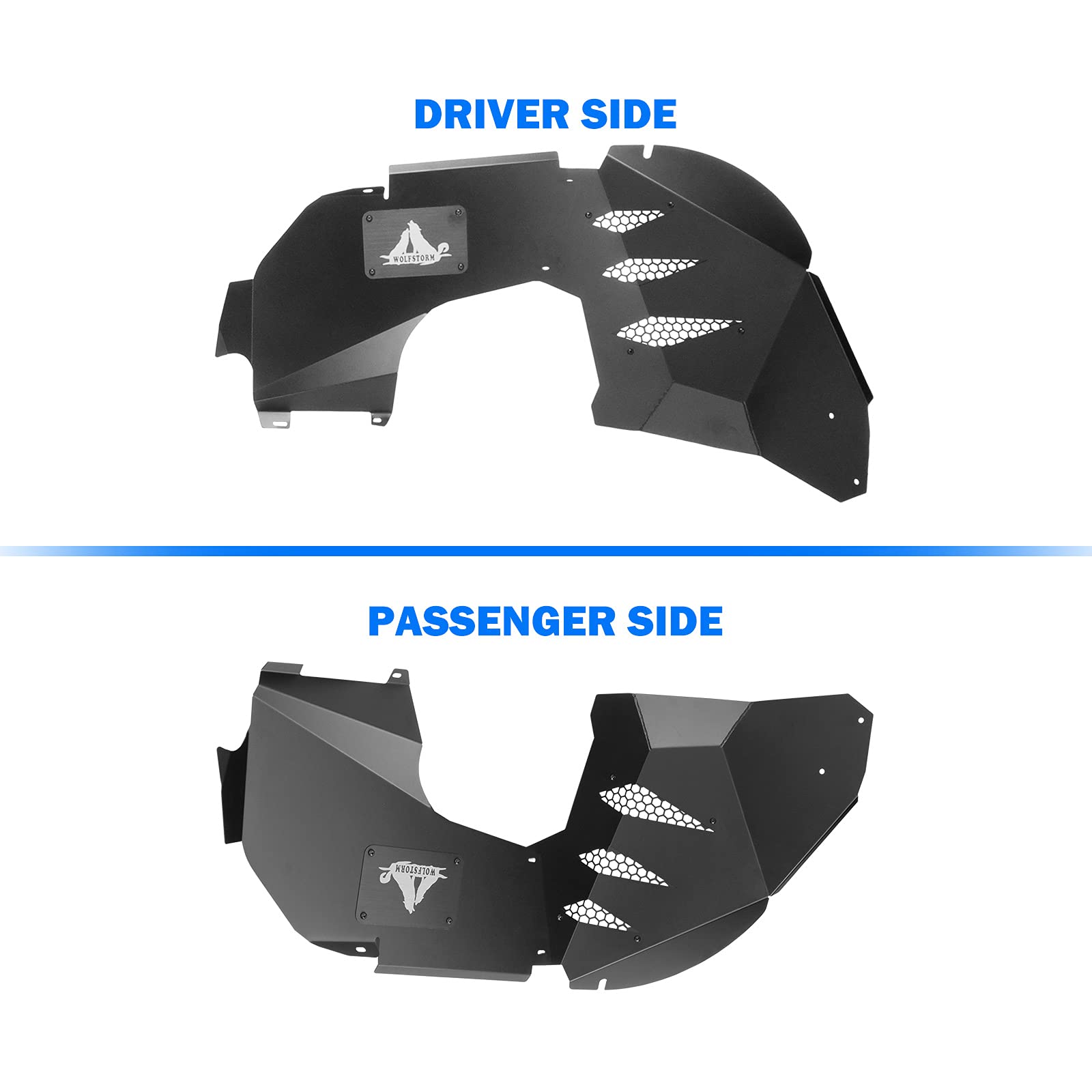 Front Fender Flares WOLFSTORM Liners for 2018-2026 Jeep Wrangler JL/JLU,2 PCS Steel Inner Front Fender Flares Liner Compatible for 2018-2026 Jeep Wrangler JL & JLU,Black