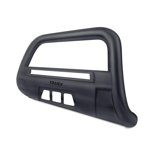 Toyota Tundra 2007-2021 TrailFX B1611B Bull Bar Fits Steel 3.5 Inch Black Powder Coated Steel Bull Bar with Mounting Hardware and Skid Plate, Light Mount Ready