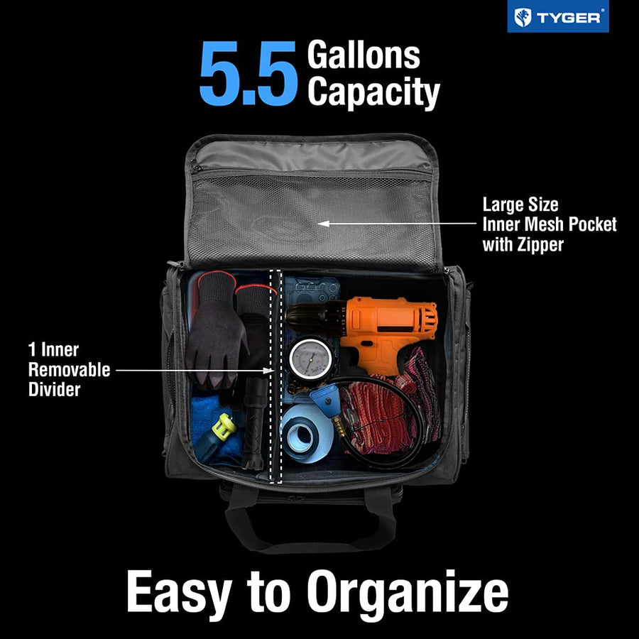 TYGER Cargo Rear Underseat Storage Bag Organizer Small Size 5.5 Gallons Compatible with Ford, Chevy, Ram and Toyota Crew Cab Full Size Pickup Trucks | TG-CB3U1218