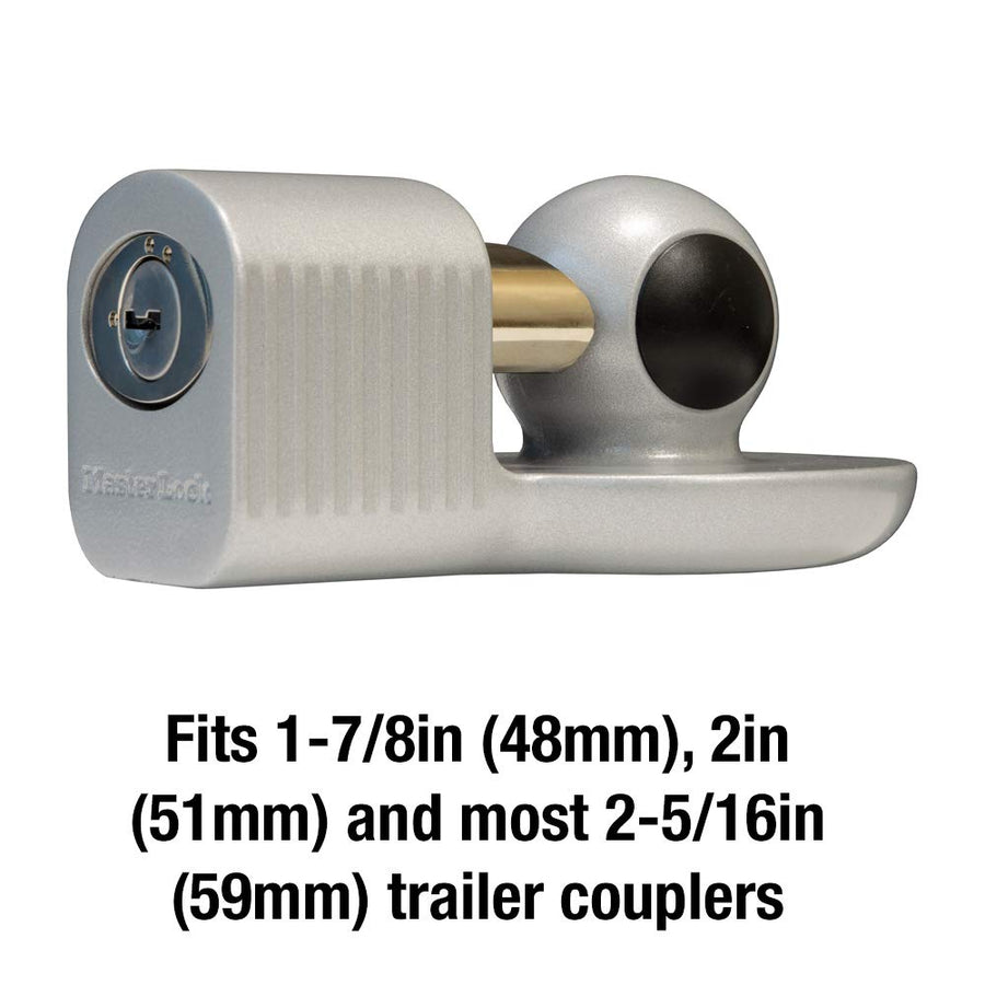 Trailer Hitch Lock Master Lock Silver, Trailer Tongue Lock for RV, Horse Trailer, or Utility Tool Trailer, 377DAT