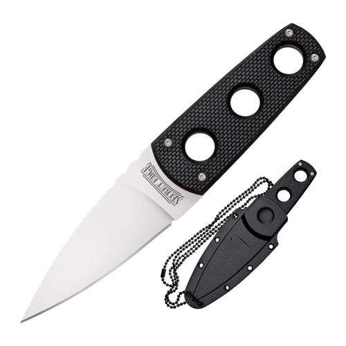 COLD STEEL Durable Secret Edge Lightweight Japanese AUS8A Steel Drop Point 3.5" Fixed Blade Tactical Outdoor Hunting Concealed Carry Neck Knife, Griv-Ex Handle, Secure-Ex Sheath