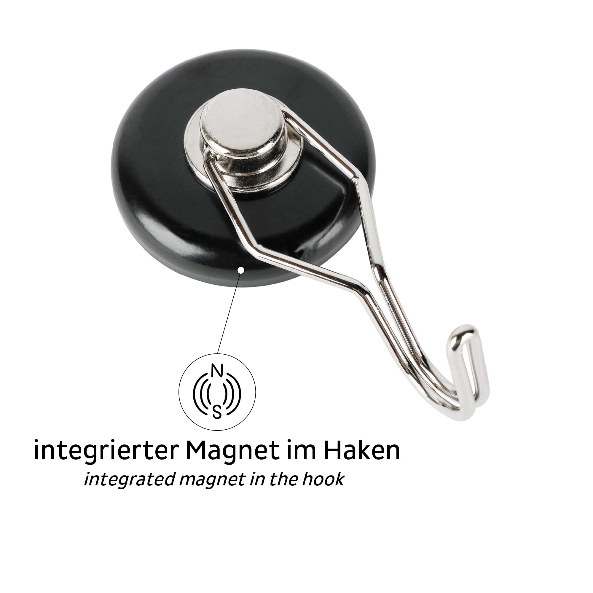 silwy® The One Magnetic Hook with White Metal Nano Gel Pad in 7.5 cm - No Drilling or Screwing Again - Flexible Use
