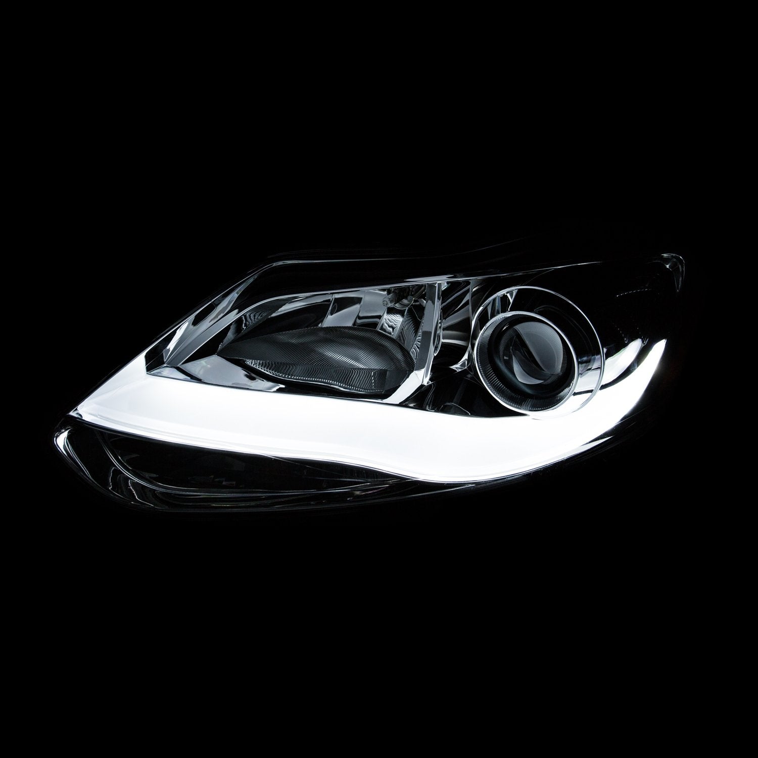 Black/Clear/Amber AnzoUSA Plank Style Projector Headlight for Ford Focus