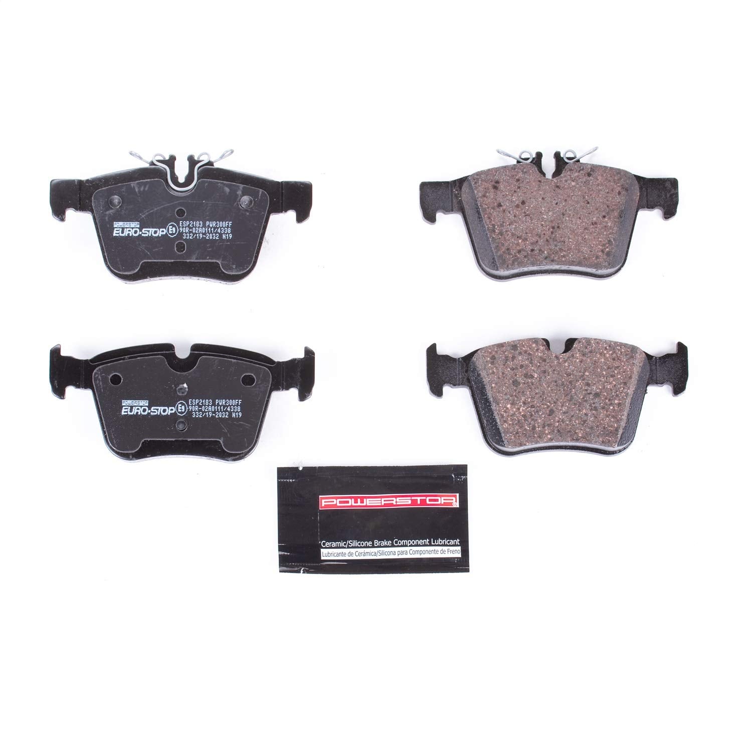 Power Stop Euro-Stop ESP2183 Certified ECE-R90 Rear Brake Pads For Mercedes-Benz C300 2015-2019, Mercedes-Benz C350e 2016-2018, Mercedes-Benz C400 2015 [Model Specific]