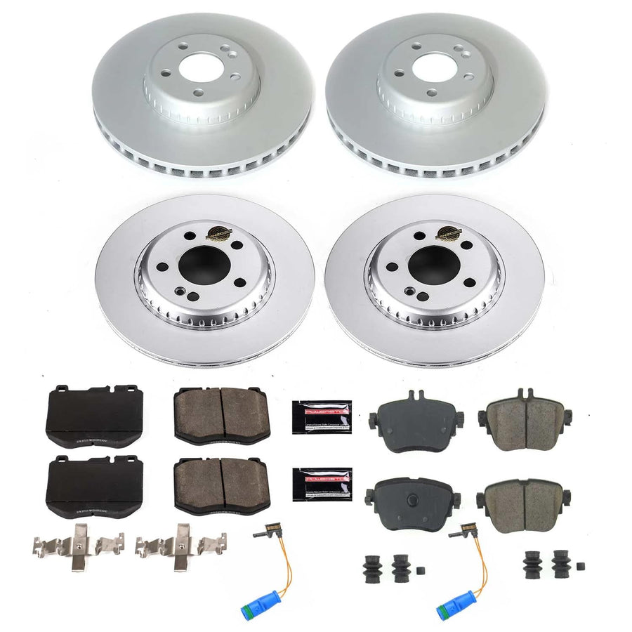 Power Stop Z17 Coated Rotor Kit CRK8072 Front and Rear Brake Rotors, Ceramic Brake Pads For Mercedes-Benz E300 2017 [Model Specific]