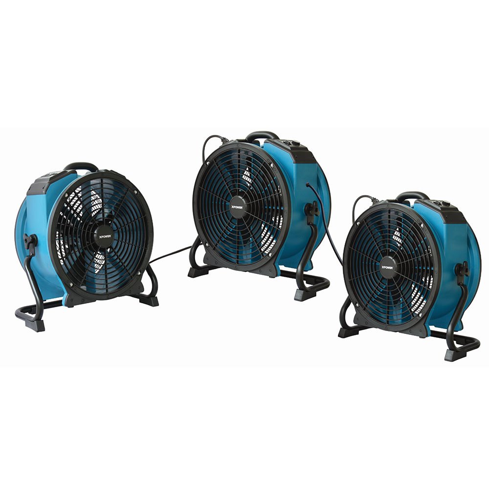 XPOWER 1/3 HP X-47ATR Sealed Motor Axial Air Mover Fan - with Variable Speed Control, 3 Hour Timer - Blue