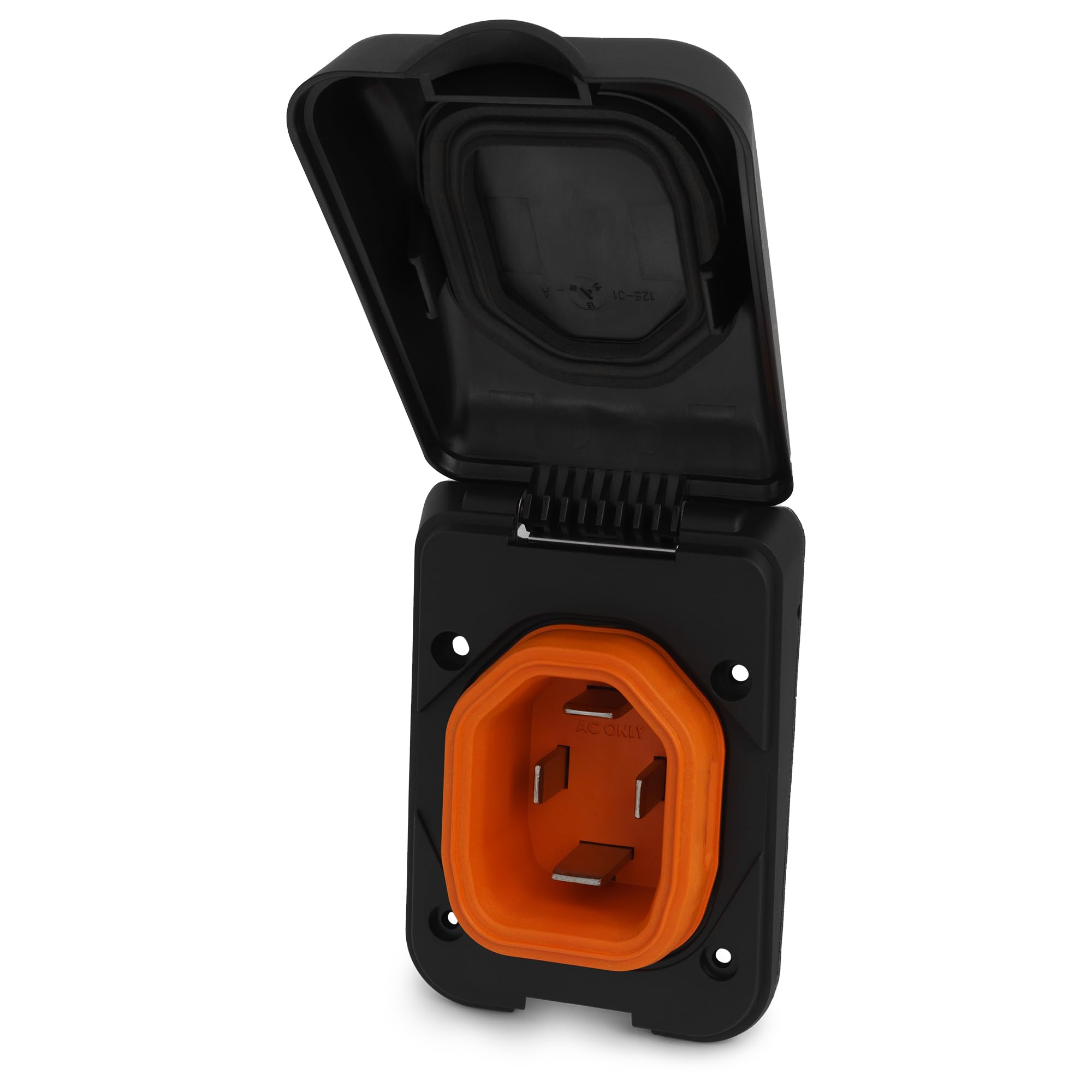 Non-Metallic SmartPlug BM50PB Inlet and Cover Assembly - 50 Amp, Black