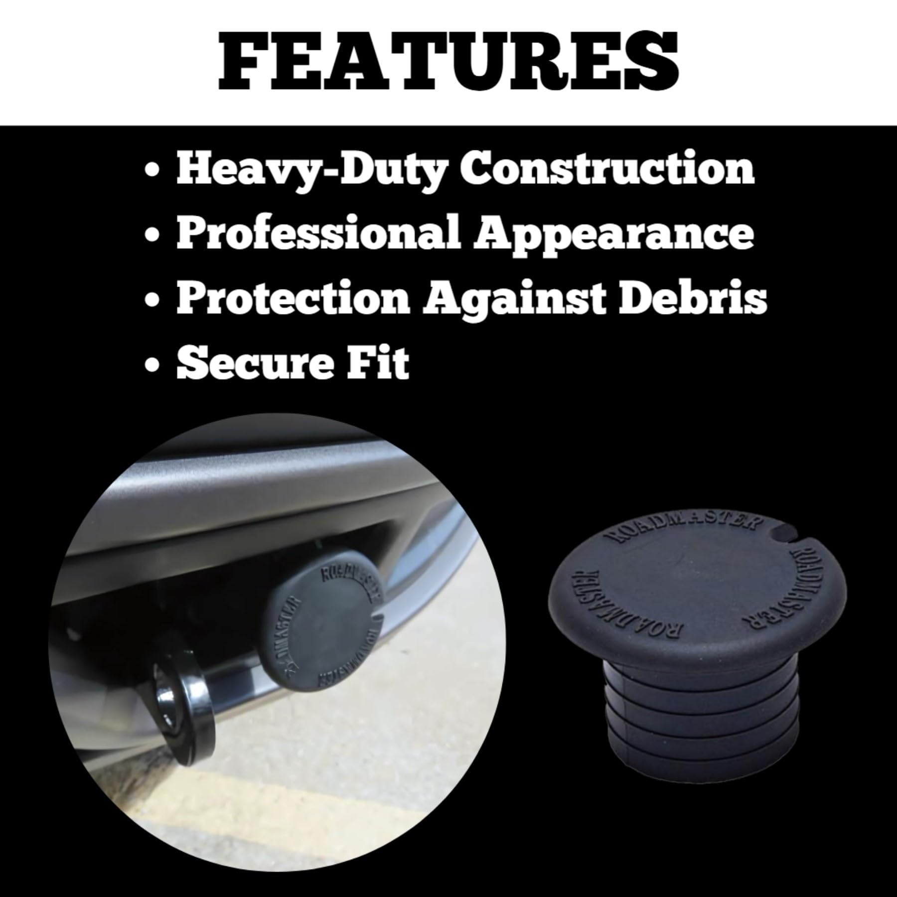 210 Roadmaster Pair of Baseplate Plugs for 1-1/2" ID Tubes | Designed for EZ Twistlock Style Baseplates with Round Tubes | Replaces Baseplate Arms When Removed |