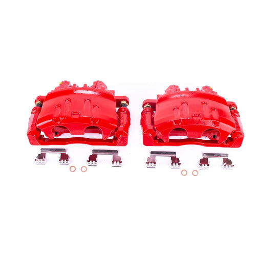 Power Stop S4878 Front Pair of High-Temp Red Powder Coated Calipers For Cadillac CTS 2003-2007, Cadillac STS 2005-2008 [Model Specific]