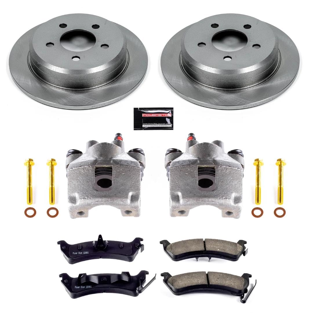 Power Stop KCOE2131 Rear Stock Replacement Caliper Kit- OE Rotors, Ceramic Brake Pads, Calipers For Jeep Grand Cherokee 1995-1998 [Model Specific]