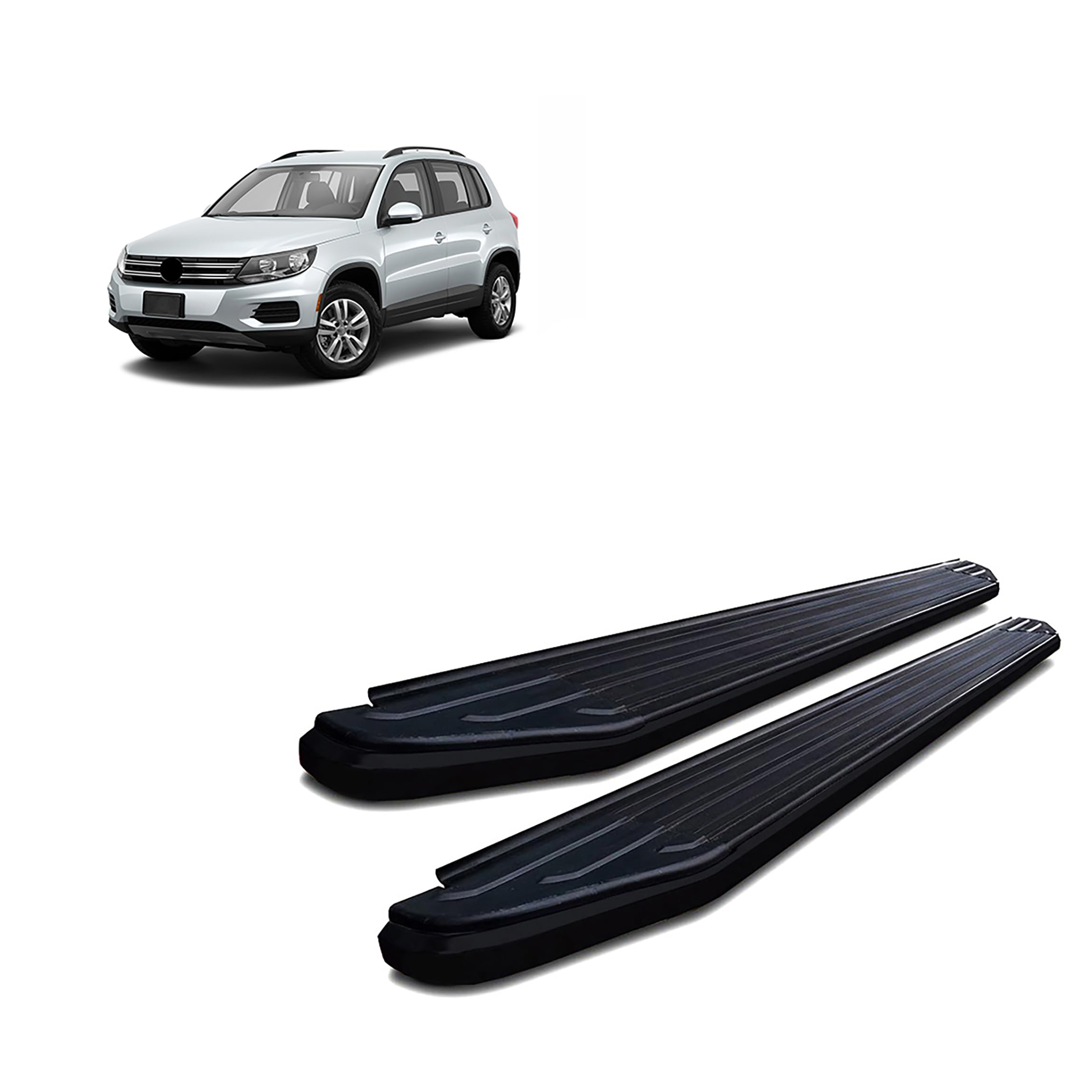 Peerless Black Horse Running Boards Compatible with 2011-2020 Volkswagen Tiguan-PR-W1069BK Black