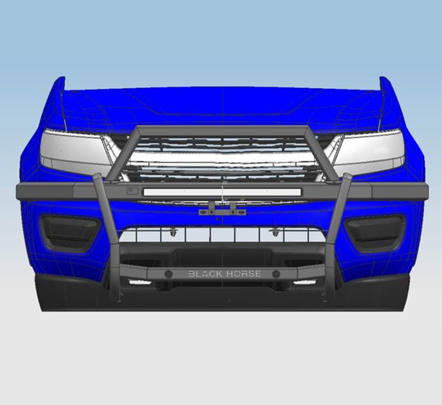 Rambler Black Horse Grille Guard Kit Modular Black Compatible with 2024-2024 Toyota Tacoma-RAGT02-K1