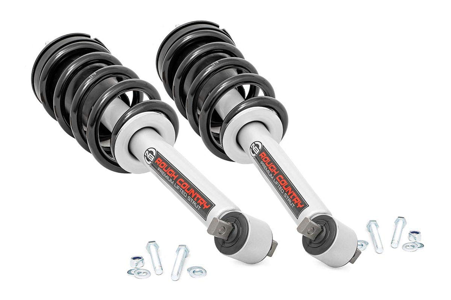 Rough Country Loaded N3 Struts for Chevy Silverado & GMC Sierra 1500 (2014-2018) 5" Lift - Pre-Loaded Coil Strut, Bolt-on Install, Set of 2
