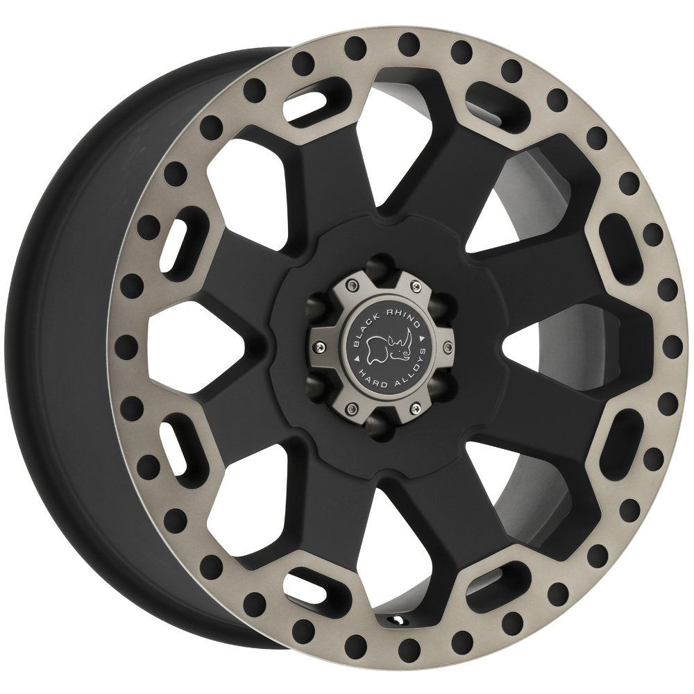 Black Rhino WARLORD Hard Alloys 17X9, 8X6.5, 5.47, +12mm MATTE BLACK W/ MACHINED DARK TINT - 1790WAR128165M22