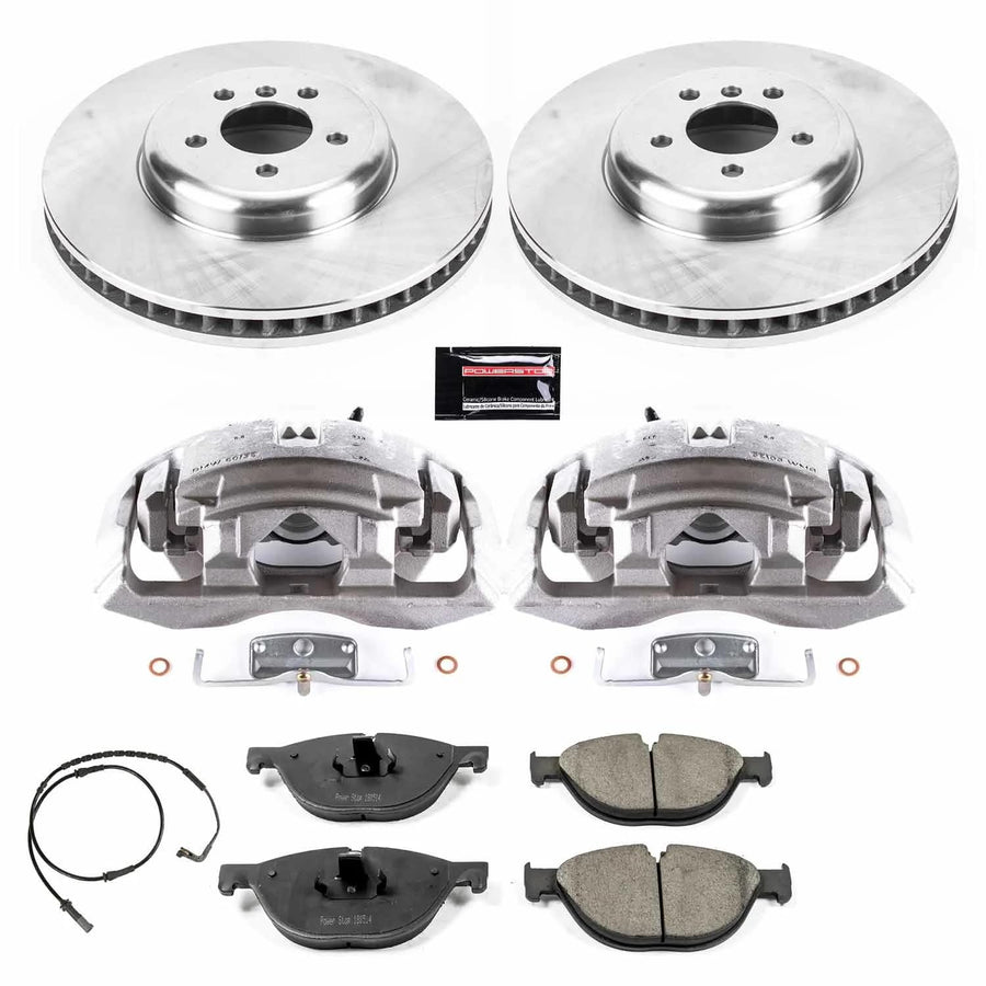 Power Stop Autospecialty KCOE6012 Replacement Front Caliper Kit-Rotors, Ceramic Brake Pads, Calipers For BMW 750Li 2009, BMW 750i 2009 [Model Specific]