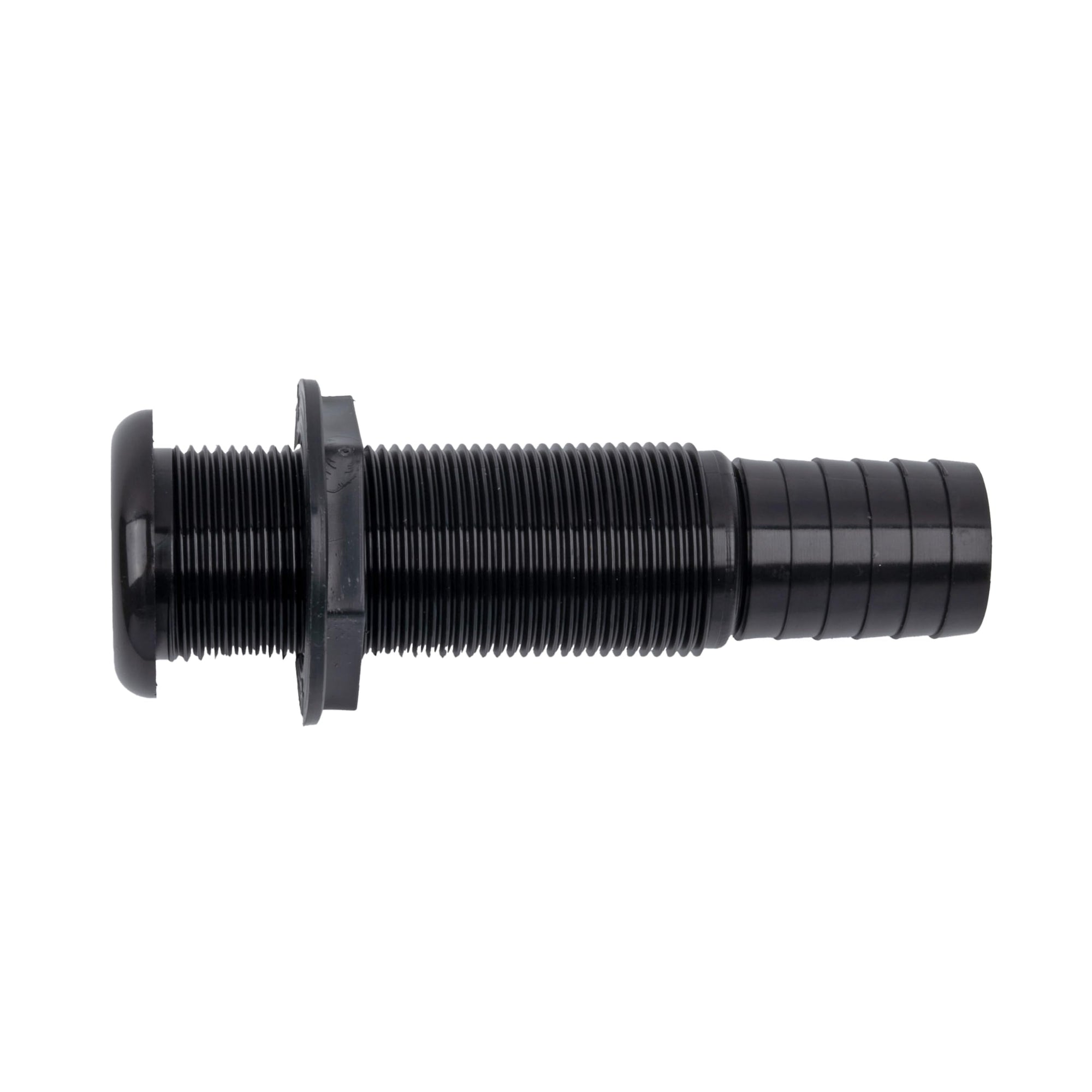 1-1/8 Inch T-H Marine Straight Thru-Hull Fittings - UV-Stabilized Virgin Material for Marine Plumbing - Secure Hose Barb for Livewell and Drain Systems - OEM and Aftermarket Rigging - Extended Length
