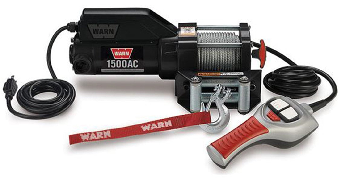 1500AC WARN 120V Electric Utility Winch - 1,500 lbs. Capacity, Black