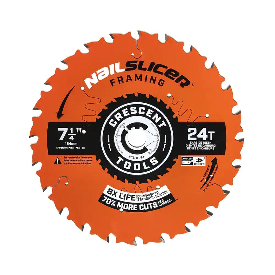 CSBFR-724-10 Crescent Industrial Products Nail Slicer 7-1/4" 24 Tooth Framing Blade - 10 Pack of Blades