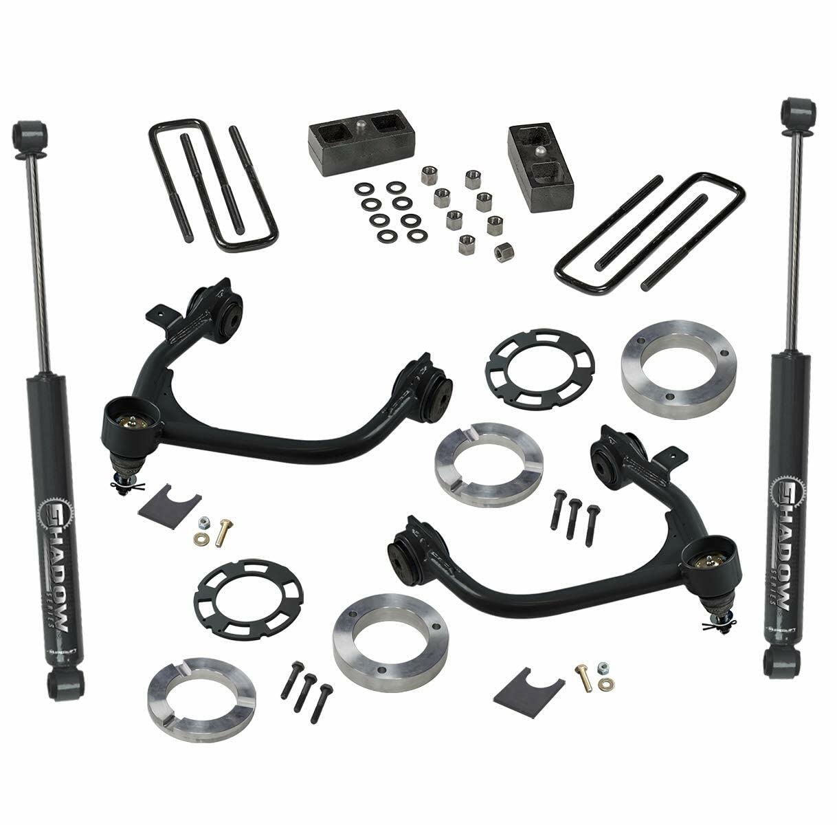 SUPERLIFT SUSPENSION RealTruck 3" Lift Kit for Silverado/Sierra | Complete Lift Kit with Rear Shadow Series Shocks & Upper Control Arms | 3900 | Fits 2019-2024 Chevrolet Silverado/GMC Sierra 1500