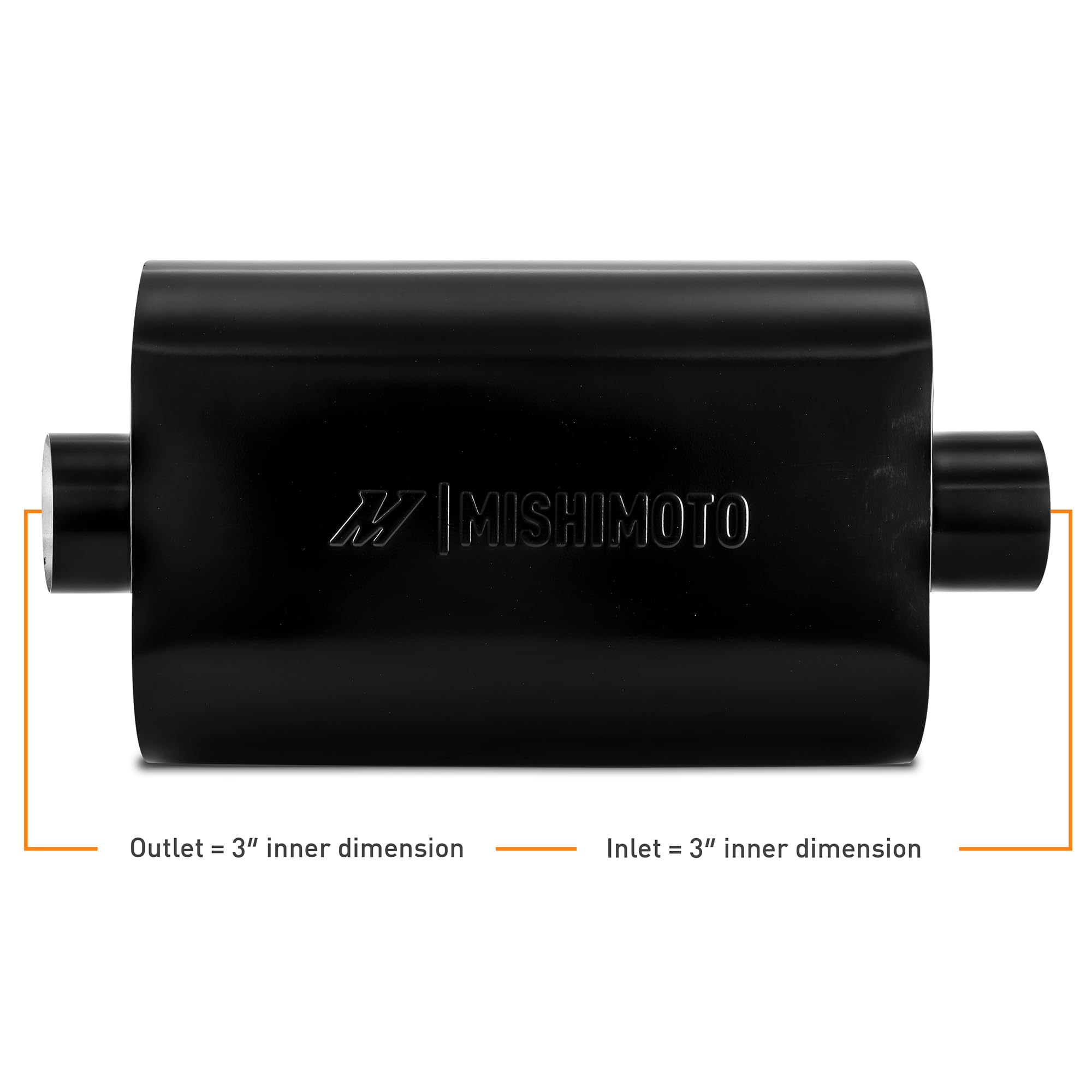 Mishimoto Stainless-Steel Universal Exhaust Muffler, 3-Inch, Angle Tip, Black